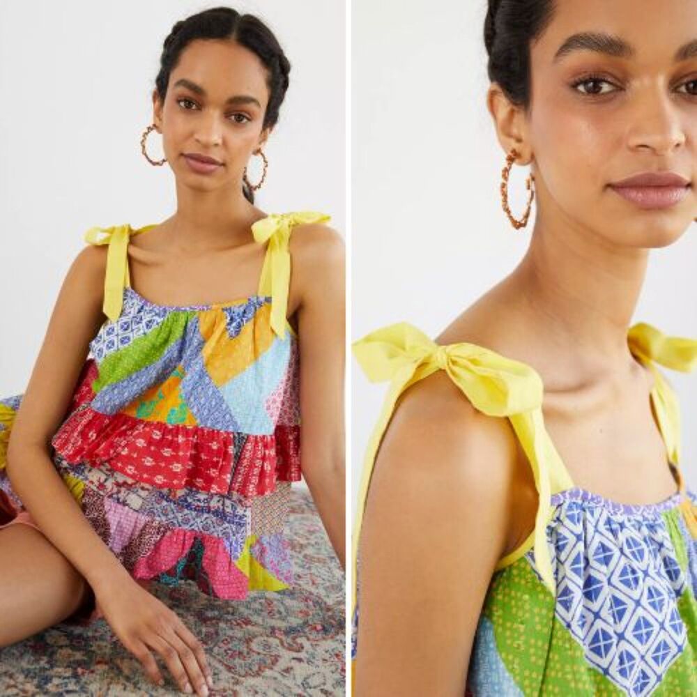 NWT Anthropologie x Let Me Be Ruffled Patchwork Tank | 10